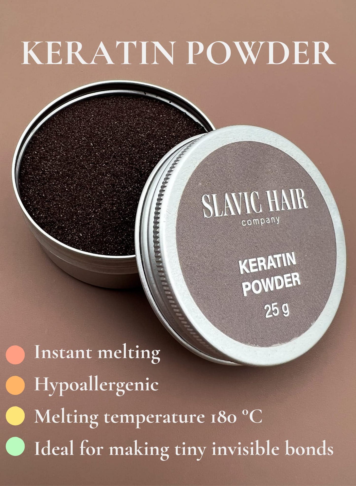 0.9 OZ Italian Keratin Glue for Hair Extensions Hot Fusion Flat/Nail/U/I Tip Powder (Dark Brown)