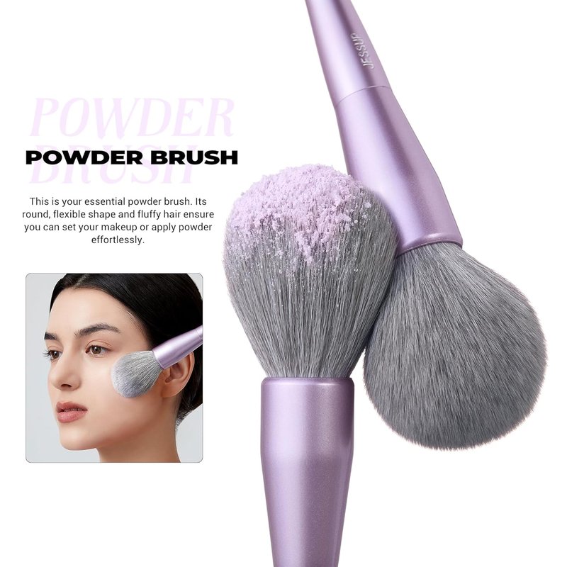 Premium Synthetic Makeup Brushes Set - 5-Piece Face Brushes for Foundation, Contour, Blush & Highlighter | Luxury Purple T514