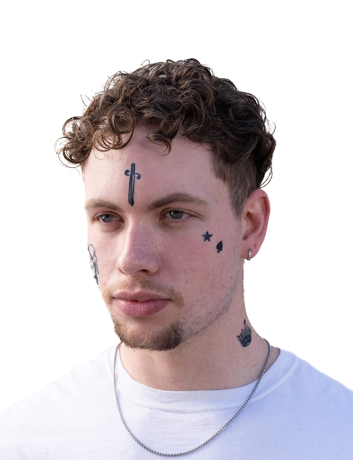 Thug Ink Temporary Tattoos – Volume II – 6-Piece Set | Dagger, Ice Cream Cone, Crown & More | Water-Transfer Face Tattoos – Fun Fake Ink for Parties, Costumes & Vibes