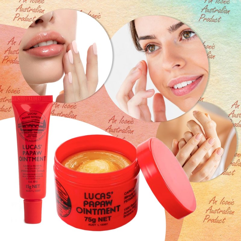 Lucas Papaw Ointment 75g Jar and 15g Tube with Lip Applicator — Fermented Papaya Skin Balm, Multipurpose Ointment, Made in Australia