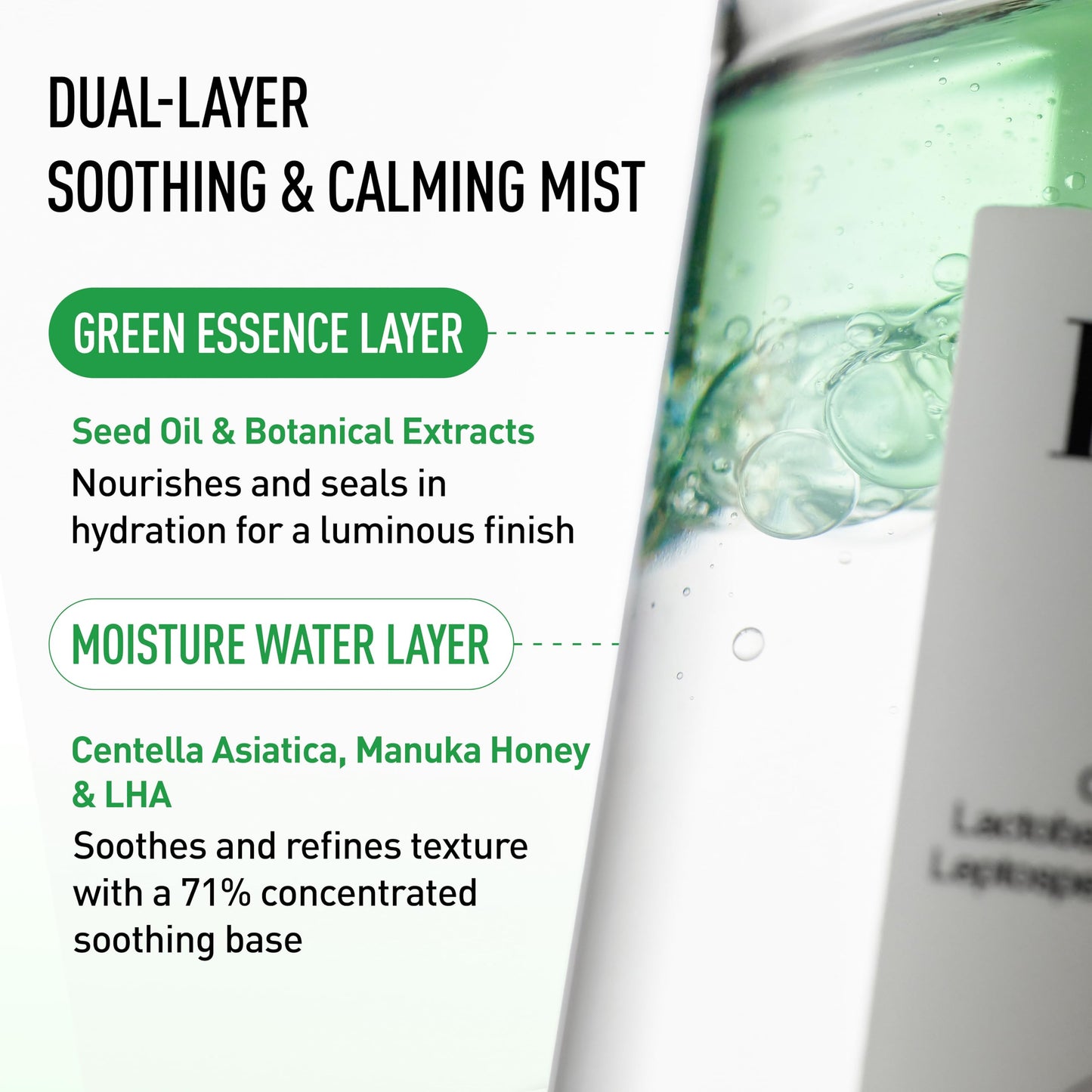 Parnell Cicamanu Serum Mist (1.69 Fl Oz) 50ml | Centella Asiatica, Ceramide & LHA | Dual-Layer Hydrating Face Mist for Glowing Skin | Soothing & Sebum Control | Korean Skincare