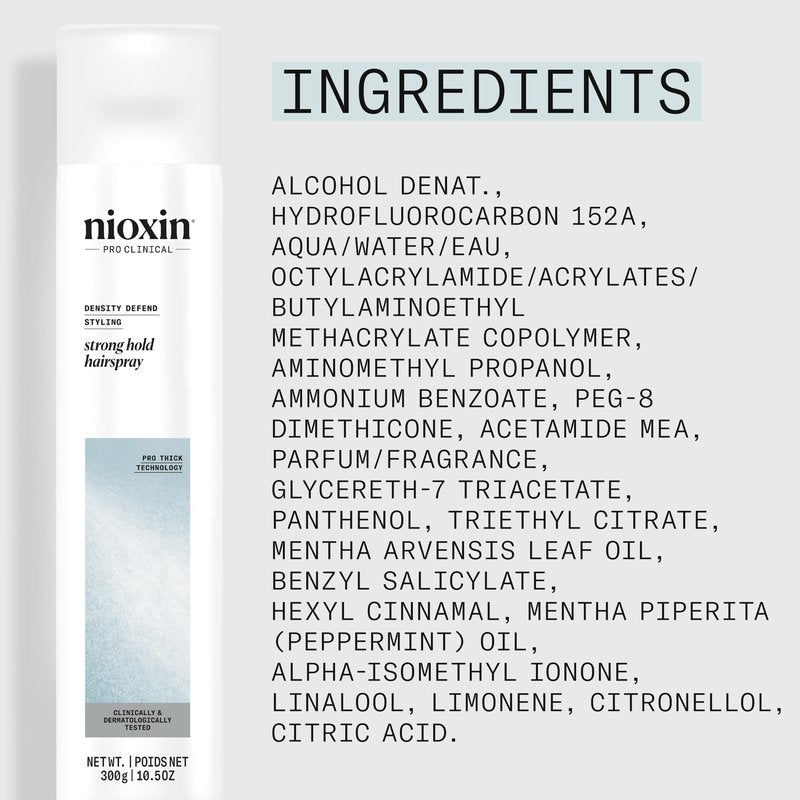 NIOXIN Density Defend Styling Strong Hold Hairspray For Long-Lasting Hairstyles Humidity Resistant 10.6 Fl oz.