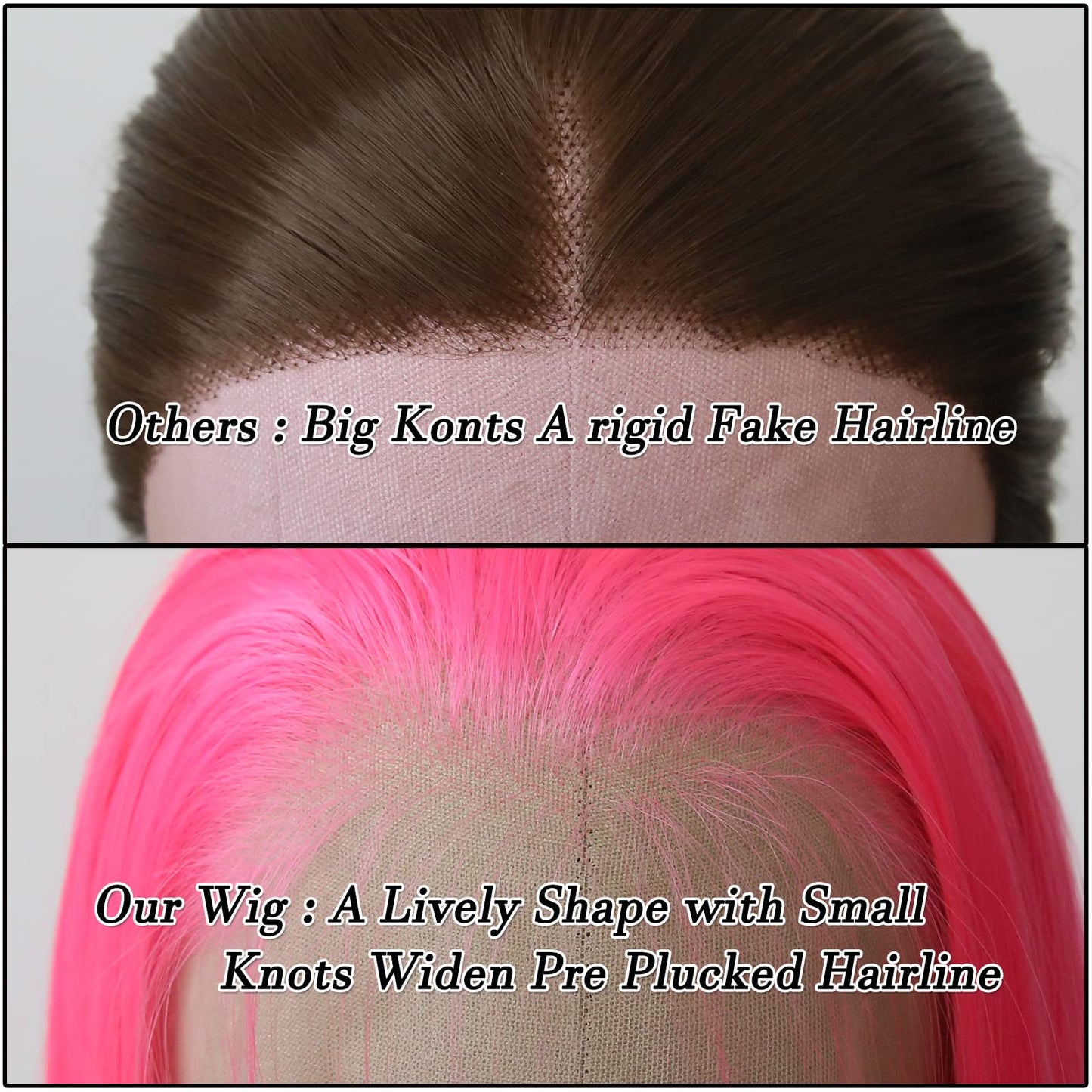 BTWTRY Pink Synthetic Lace Front Wig Long Straight Hot Pink Lace Front Synthetic Wig Pre Plucked Natural Hairline Glueless Heat Resistant Fiber Hair Wig for Fashion Women (Pink)