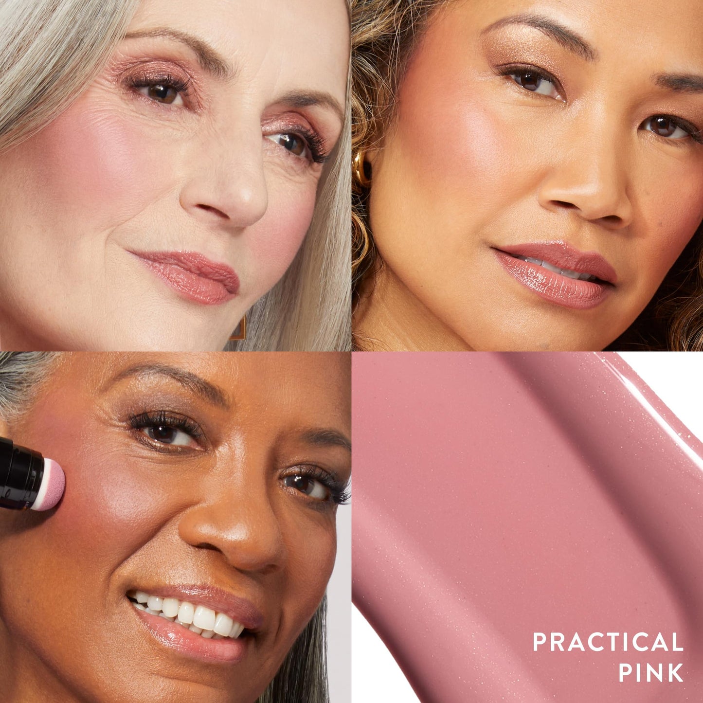 LAURA GELLER NEW YORK Serum Blush Cheek Tint, Practical Pink + Angled Blush Brush