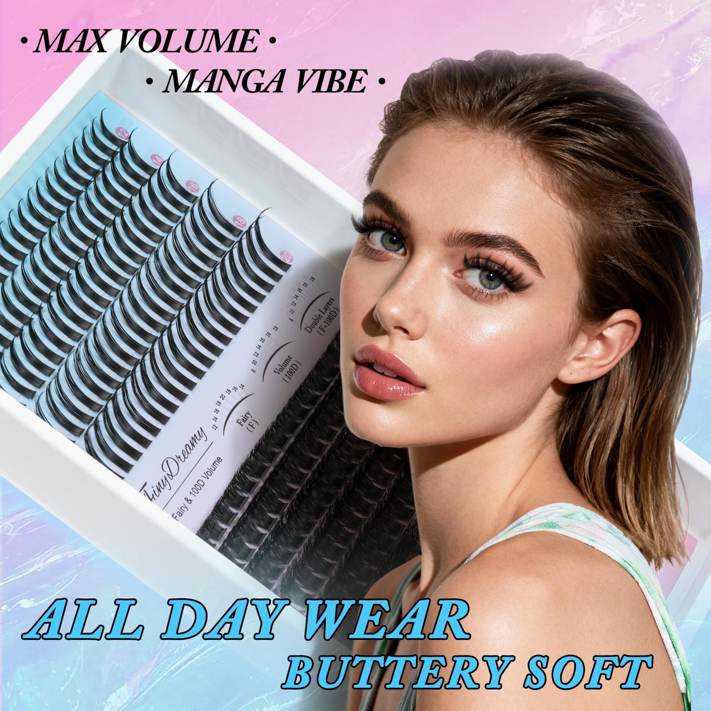 Lash Clusters Kit with Spikes 100D Wispy Long 8-20mm Lash Spikes DIY Thick Cluster Eyelash Extensions Spiky Manga Individual Lashes 280pcs Fairy with Bond & Seal, Tweezers