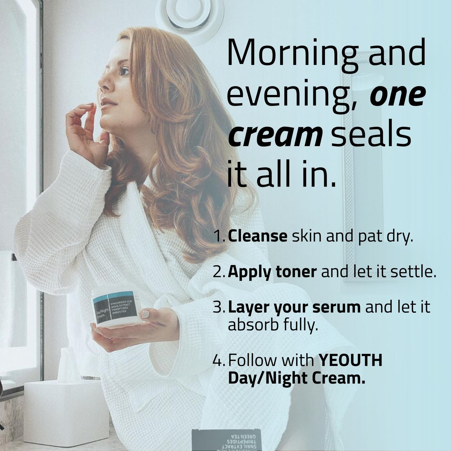 YEOUTH Day Night Cream with Hyaluronic Acid, Snail Mucin and Tripeptides, Face Cream for Women and Men, Fragrance Free Face Moisturizer, 4 oz