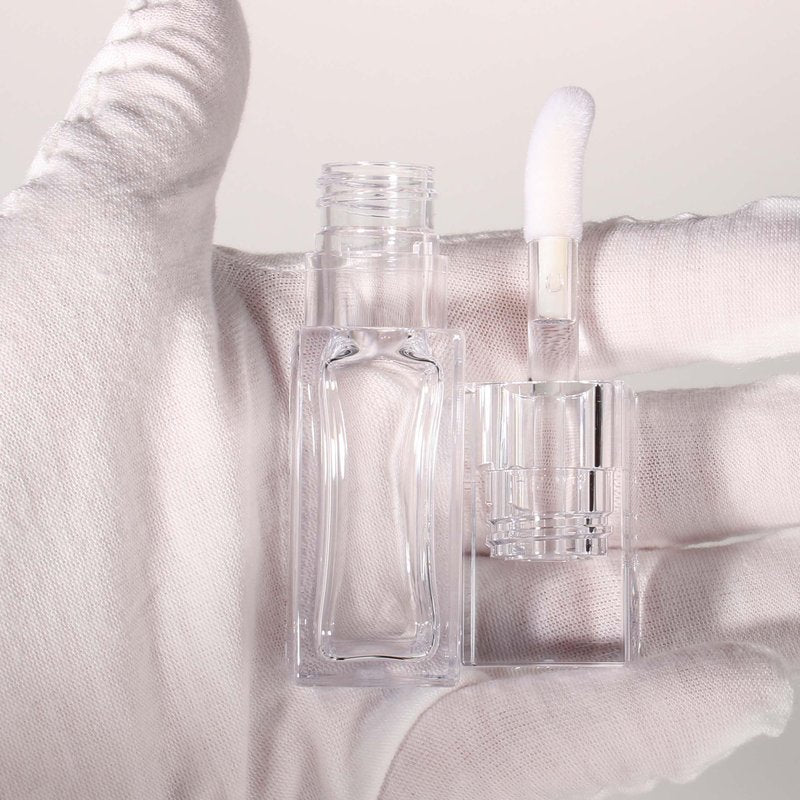 COSIDEA 18pcs Empty 6ml Square Clear PETG lip gloss tubes big deo foot wand lipgloss tube container for lip oil