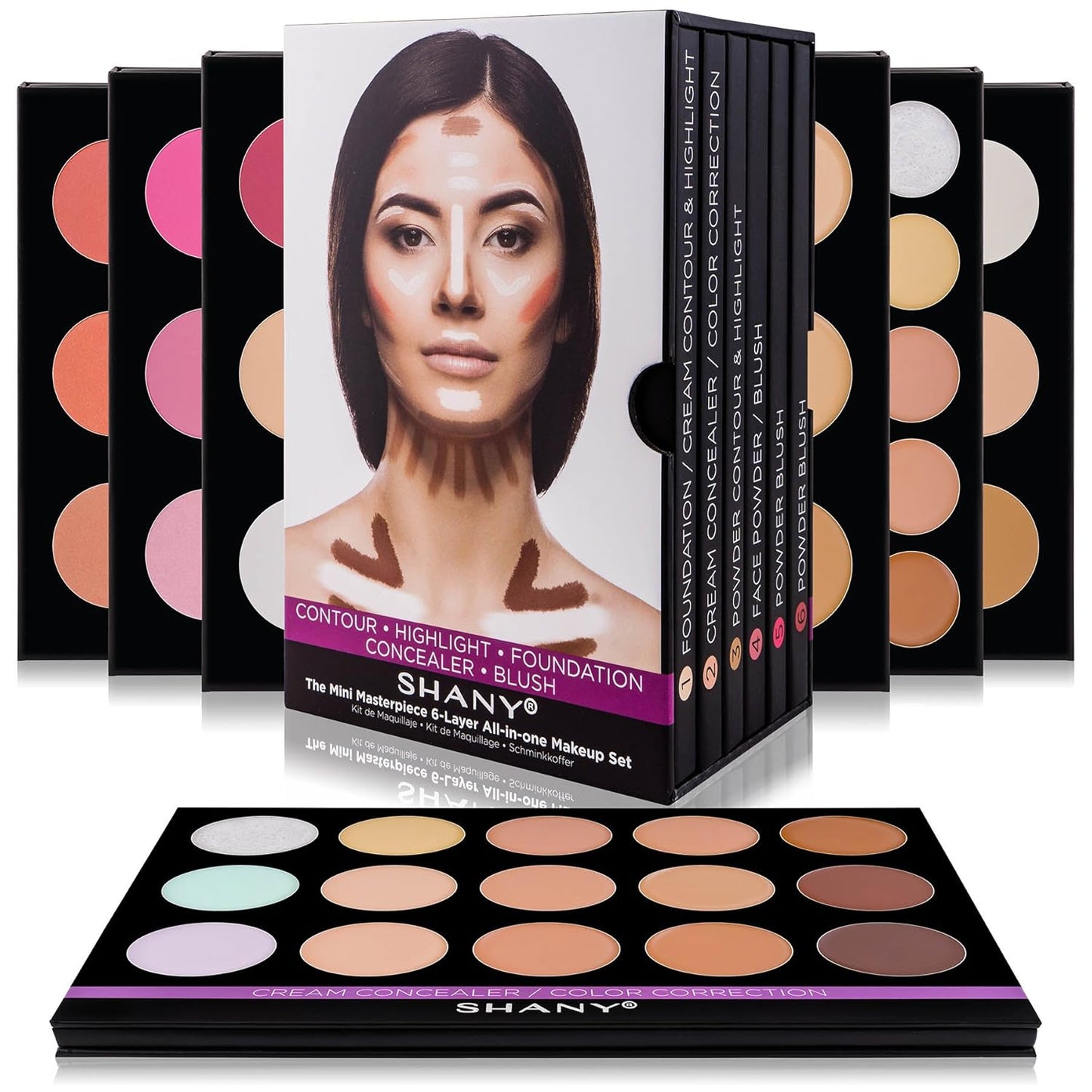 Mini Masterpiece Makeup Set - 6 Layers Foundation, Concealer, Contour & Blush Kits | Versatile Cosmetics Palettes