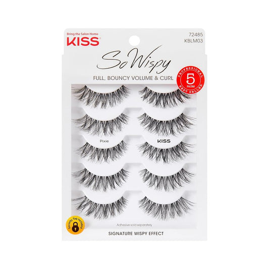 Kiss So Wispy, False Eyelashes, 'Pixie', 12mm, Includes 5 Pairs Of Lashes, Easy to Apply, Reusable Lash Clusters