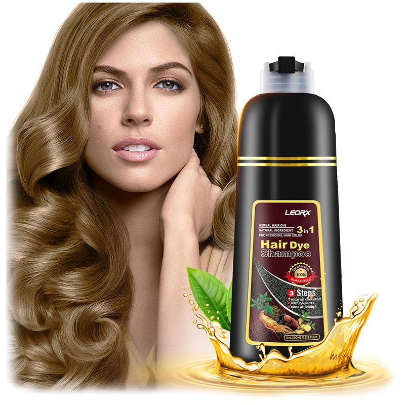 Leorx 3 In 1 Hair Dye and Color Shampoo, Chestnut Brown, 16.9 Fl Oz - Instant Herbal Refresh For Women & Men - Tintes Para El Cabello Profesional