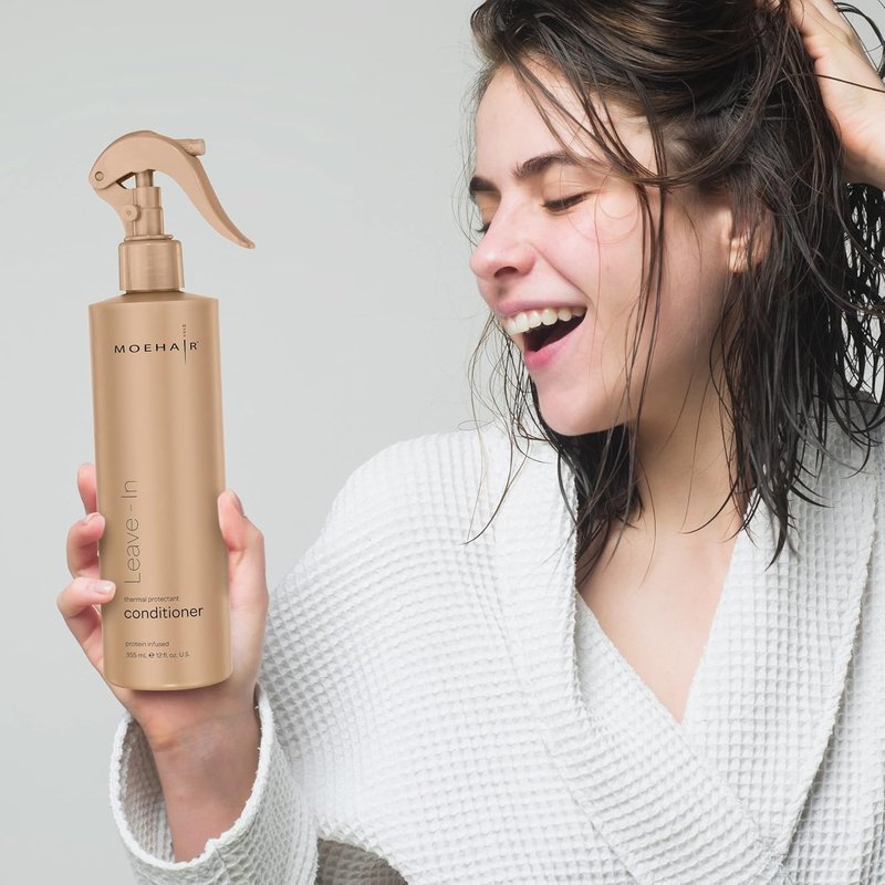 Moehair Heat Protectant Spray & Leave-In Conditioner - Nourishing Hair Care | 8 Fl. Oz & 12 Fl. Oz
