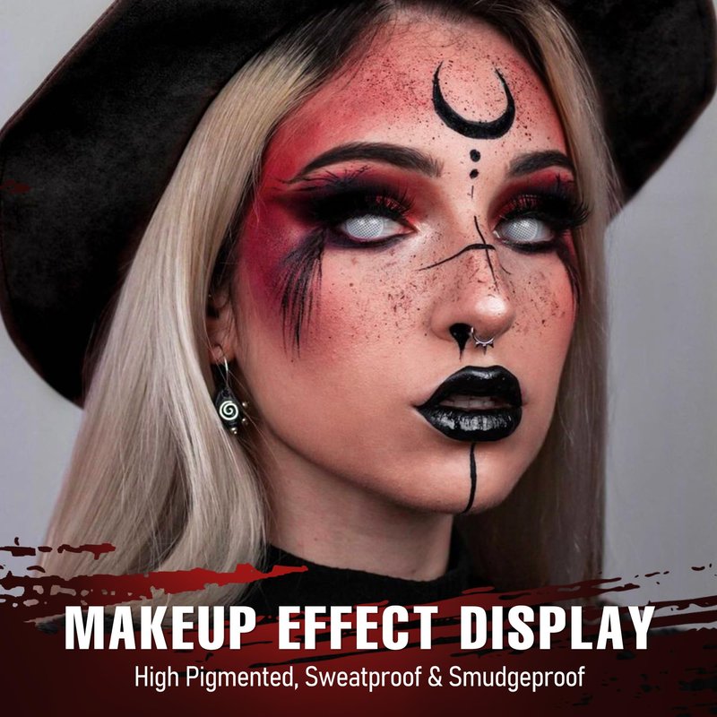 MAKI YIKA Black Red Eyeshadows Palette 9Color Pigmented Dark Red Black Grey Eye Shadows Long Lasting Eyeshadow Halloween Goth Eye Makeup-Black Red