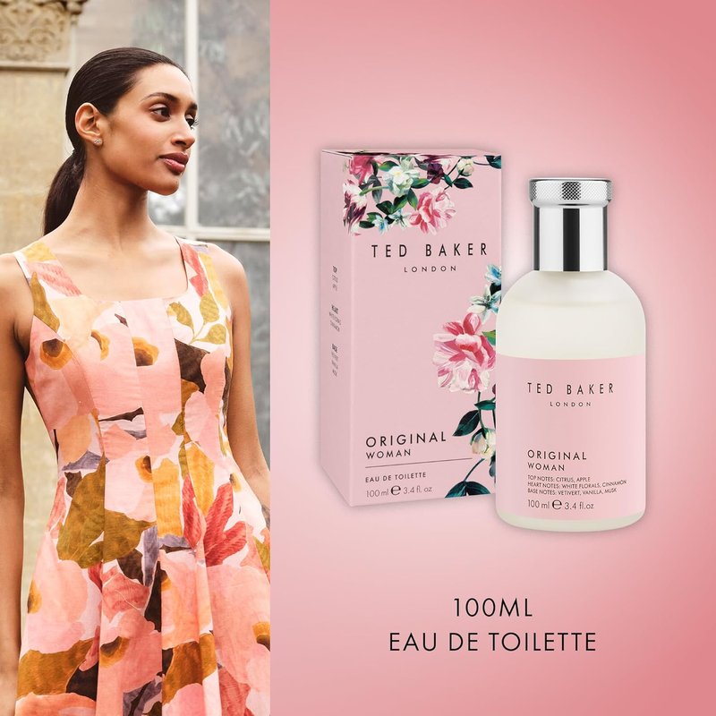 Ted Baker Pink EDT | Floral Green Women's Fragrance with Peach, Bergamot & Musk | 3.38 fl oz