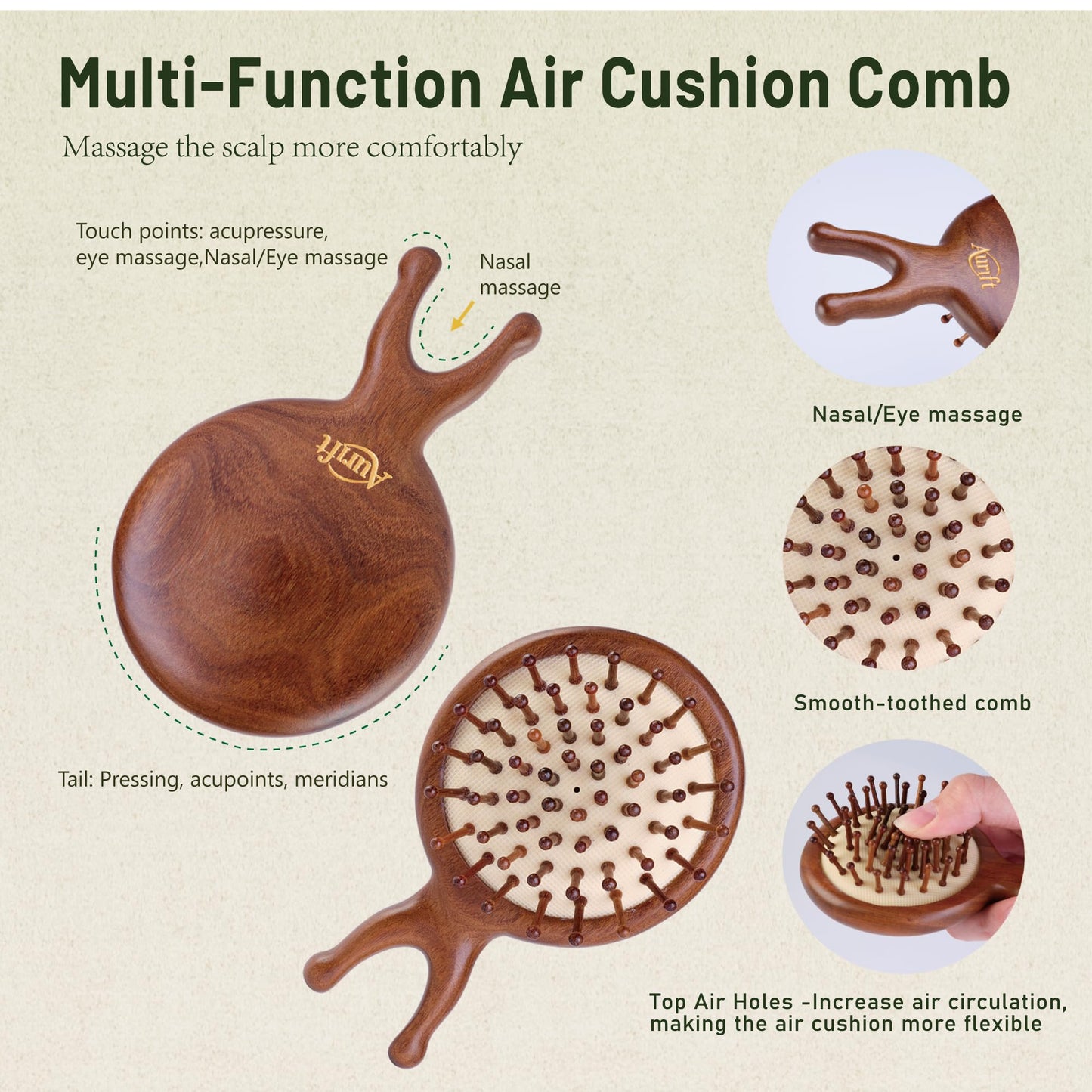 Mother’s Day Gift for Mom – Wooden Scalp Massager Brush & Comb Set, in Premium Gift-Ready Box – Natural Wood Head Massage Tool for Stress Relief, Relaxation & Self Care Gift for Women