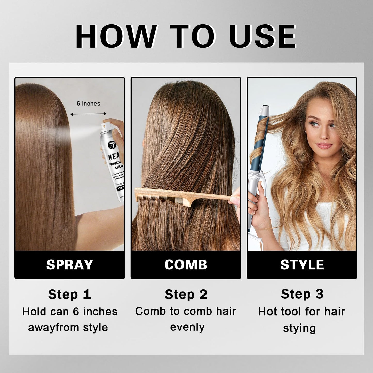 QIUFSSE Heat Protectant Spray for Hair,Heat Protection Spray,7.6fl oz