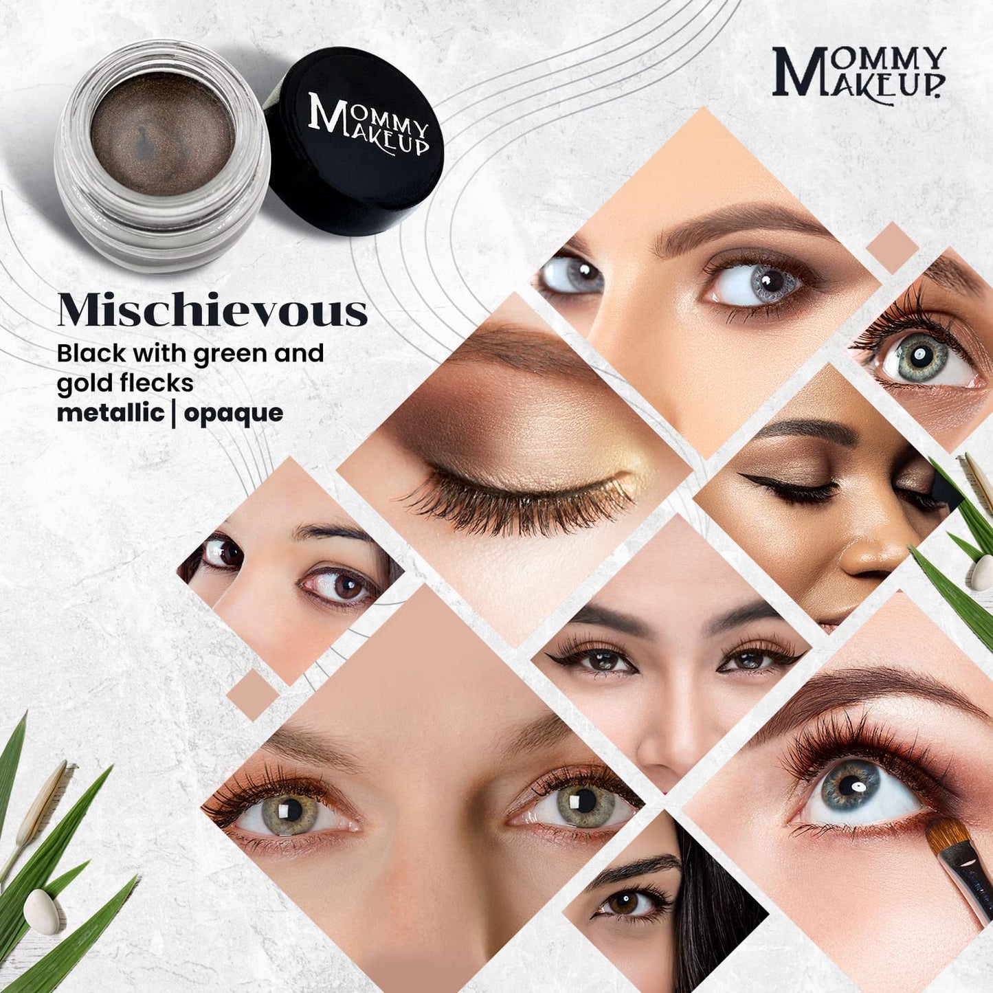 Mommy Makeup [Bundle - Save 20%] Waterproof Stay Put Gel Eyeliner in Mischievous + Pointed Eyeliner Brush
