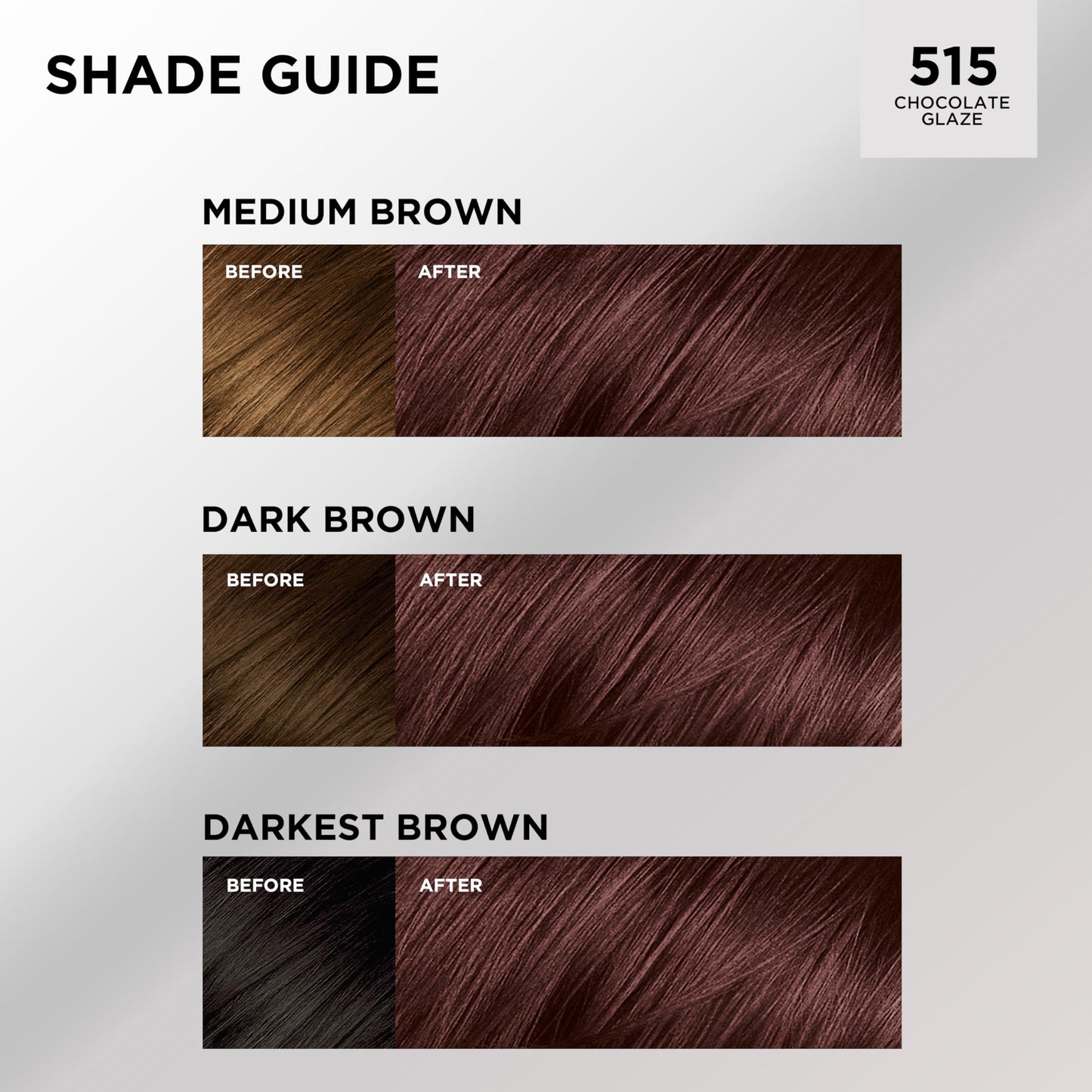 L'Oreal Paris Feria Multi-Faceted Shimmering Permanent Hair Color, High Intensity Hair Dye for 3X Highlights, 515 Chocolate Glaze, 1 Kit