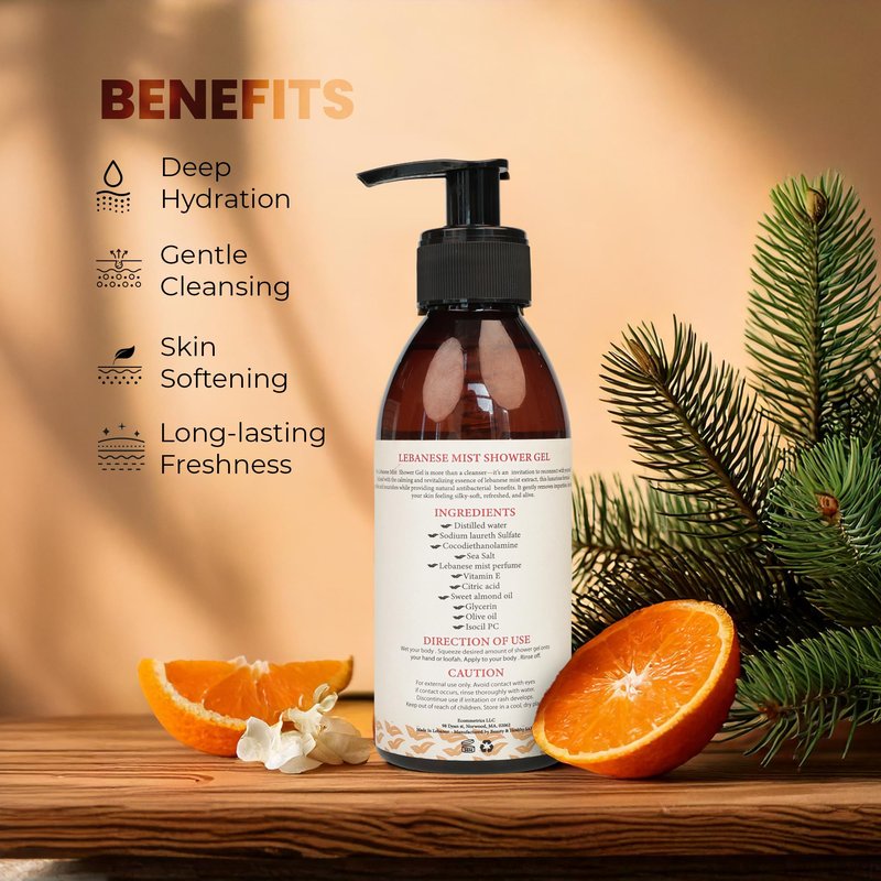 ZÆT 250ml Lebanese Mist Shower Gel – Rejuvenating Body Wash for Women & Men, Deep Cleansing Hydrating Shower Gel for Dry Skin and Other Skin Types – Luxury Beauty Daily Body Cleanser