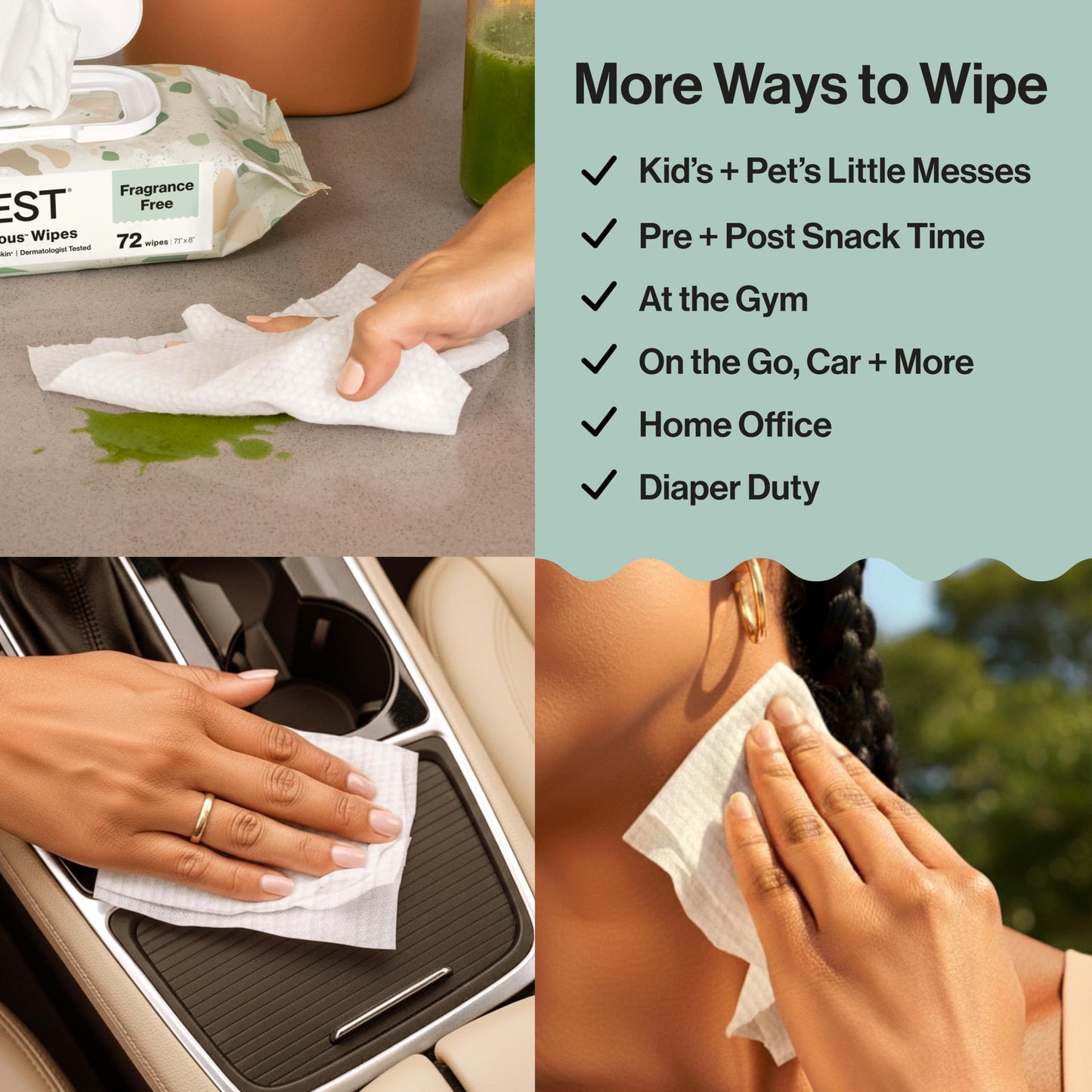 The Honest Company Baby Wipes for Sensitive Skin, Hypoallergenic, Fragrance-Free, Multi-Use, Geo Mood Design, 576 Count (8 Packs of 72)