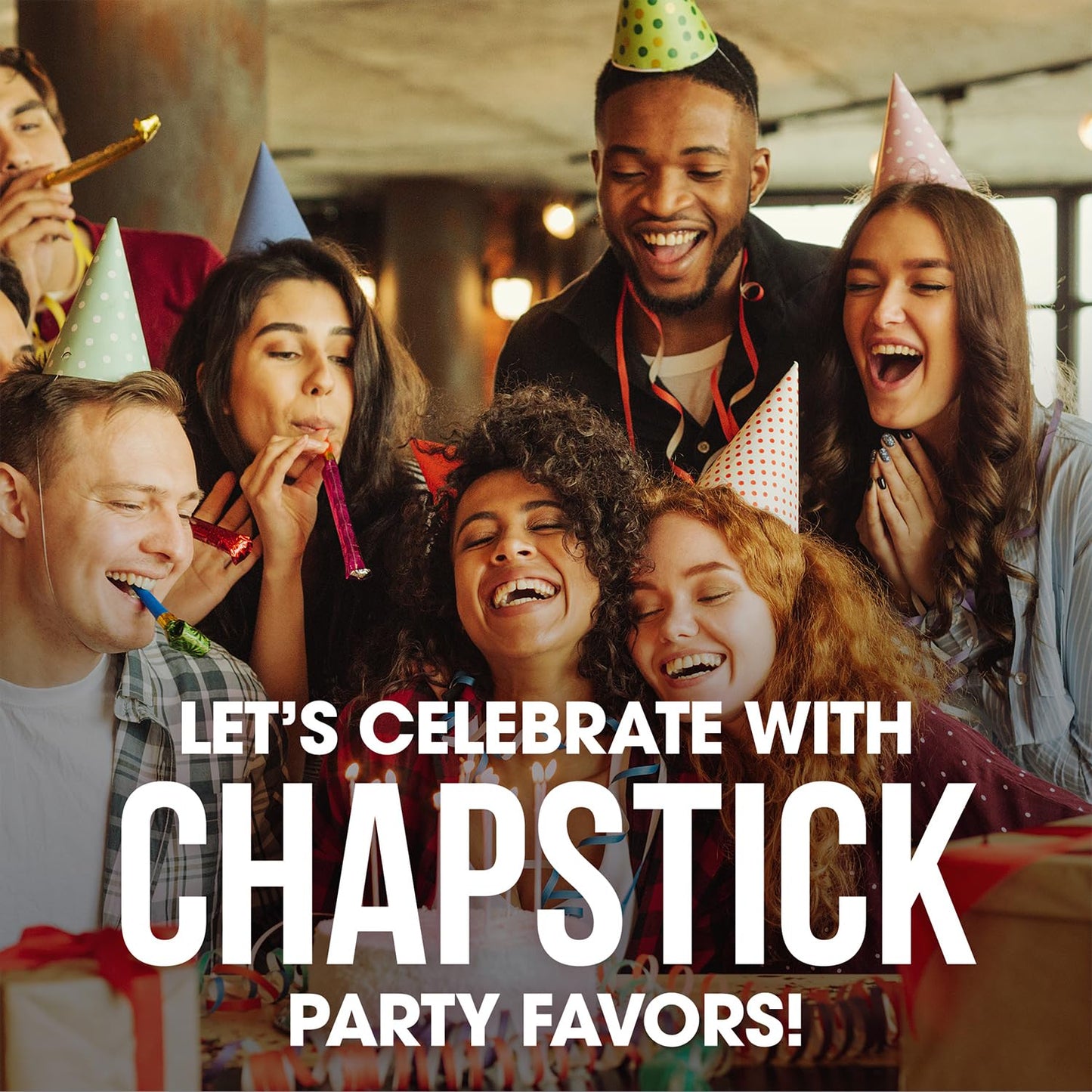 ChapStick Party Favors, Happy Birthday Cake Lip Balm Packs (30 Sticks) – Sweet, Creamy Vanilla Flavor, Fun Gifts for Teens & Adults, 0.15 Oz Ea