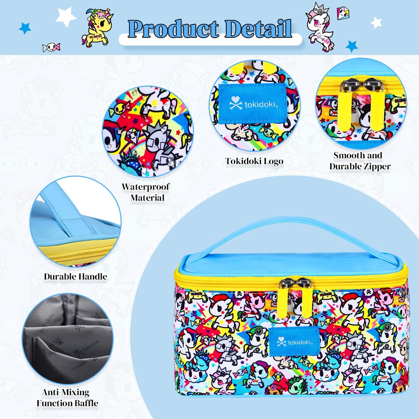 Tokidoki Official Unicorno Makeup Bag Cute Cosmetic Bag Large Capacity Travel Makeup Case Portable Organizer Toiletry Bag for Women Traveling with Handle (Pink)