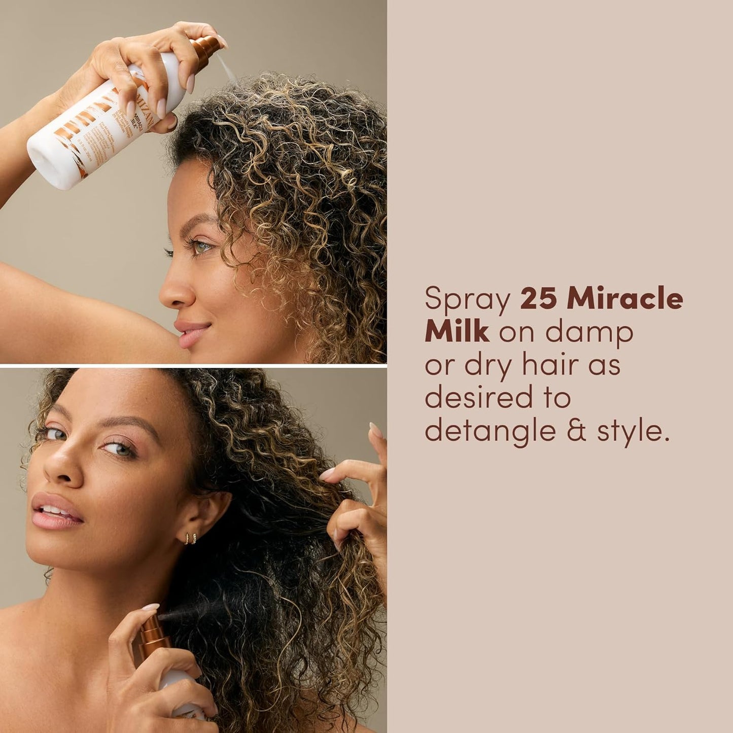 Mizani 25 Benefit Miracle Milk | Leave-In Conditioner for Curly Hair, Coconut Oil, Anti-Frizz, Paraben-Free