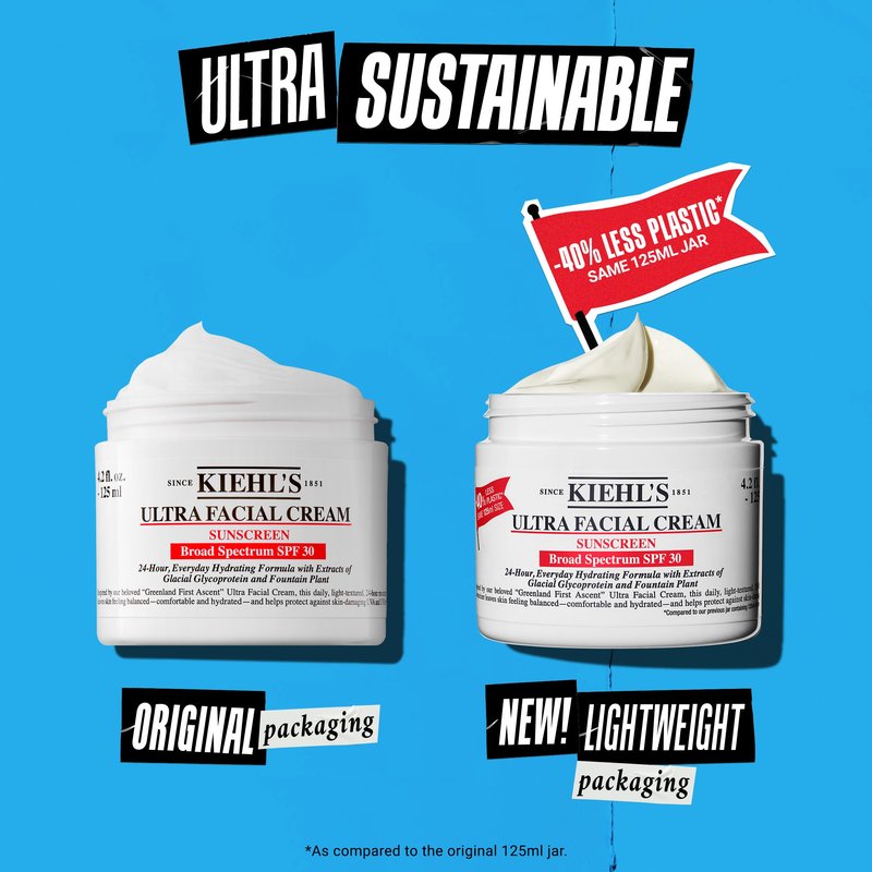 Kiehl's Ultra Facial Cream with SPF 30, Lightweight Daily Moisturizer for All Skin Types, 24-hour Hydration, UV Sunscreen Protection, Non-greasy, Absorbs Quickly, with Glacial Glycoprotein - 1.7 fl oz