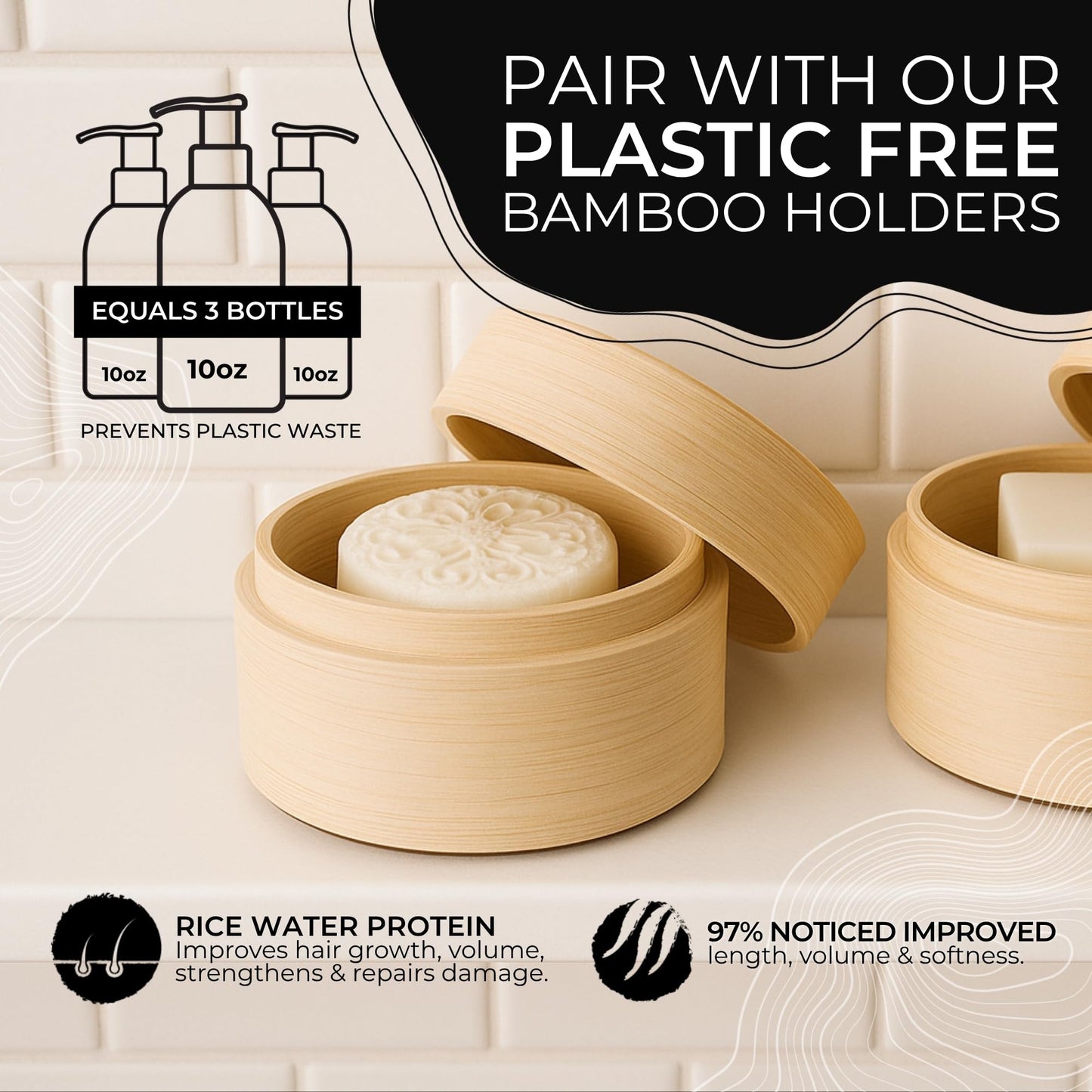 Viori Shampoo Bar - Handcrafted with Longsheng Rice Water & Natural Ingredients - Sulfate-free, Paraben-free, Cruelty-free, Phthalate-free, pH balanced 100% Vegan, Zero-Waste