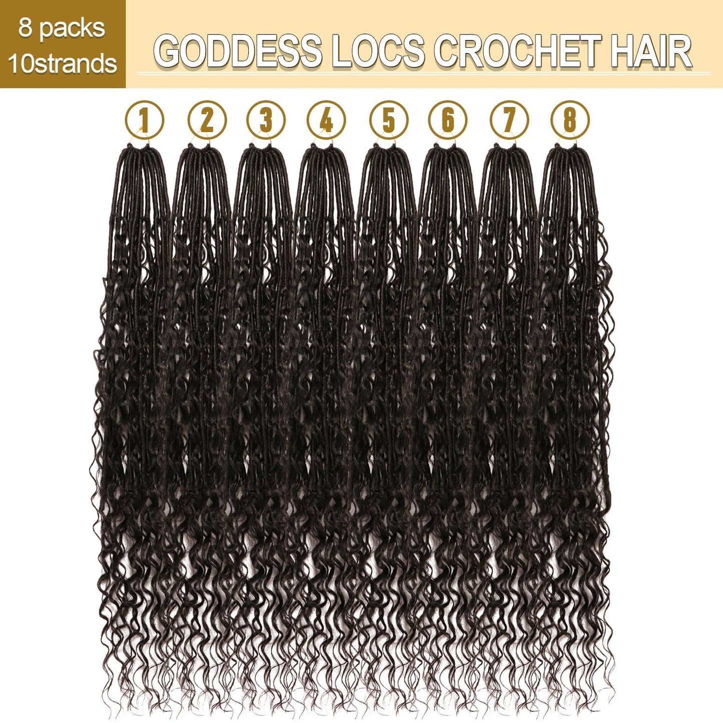 8 Packs Goddess Faux Locs Crochet Hair-30 Inch Boho Soft Locs Crochet Hair for Black Women (#1B, 30 Inch(Pack of 8)) (#1B, 30 Inch(Pack of 8))