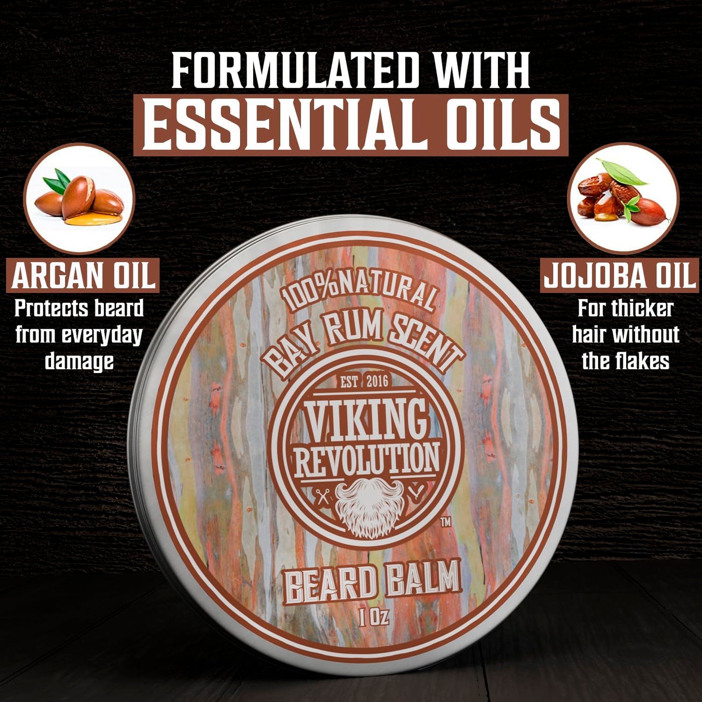 Viking Revolution Beard Balm Variety Pack (1oz each) - Styles, Strengthens and Softens Beards - Sandalwood, Pine & Cedar, Bay Rum, Clary Sage, Spiced Vanilla, Sweet Tobacco, Majestic Oud, Citrus