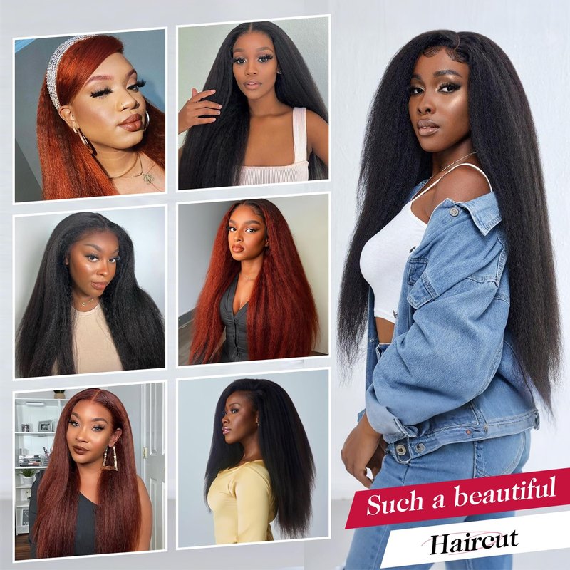 Kinky Straight Clip-In Hair Extensions - 24 Inch 200G 8PCS | 100% Pure Protein Fiber, Blonde Yaki Style