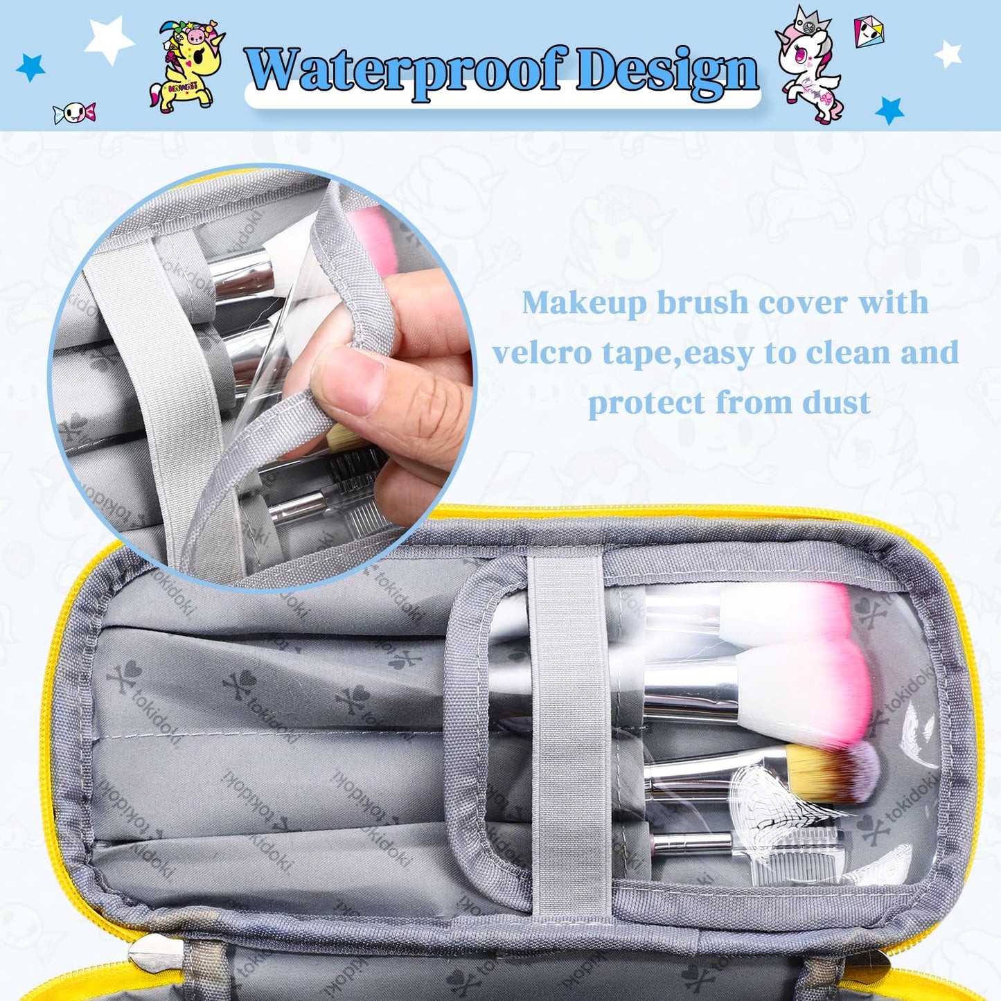 Tokidoki Official Unicorno Makeup Bag Cute Cosmetic Bag Large Capacity Travel Makeup Case Portable Organizer Toiletry Bag for Women Traveling with Handle (Pink)