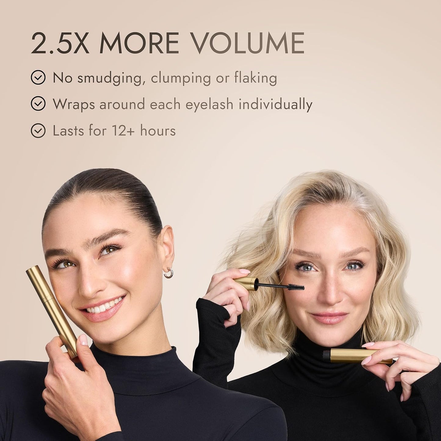 Non-Smudge Tubing Mascara - Flake-Free, Dead Sea Mineral Infused, Vegan Black, 0.28 Oz