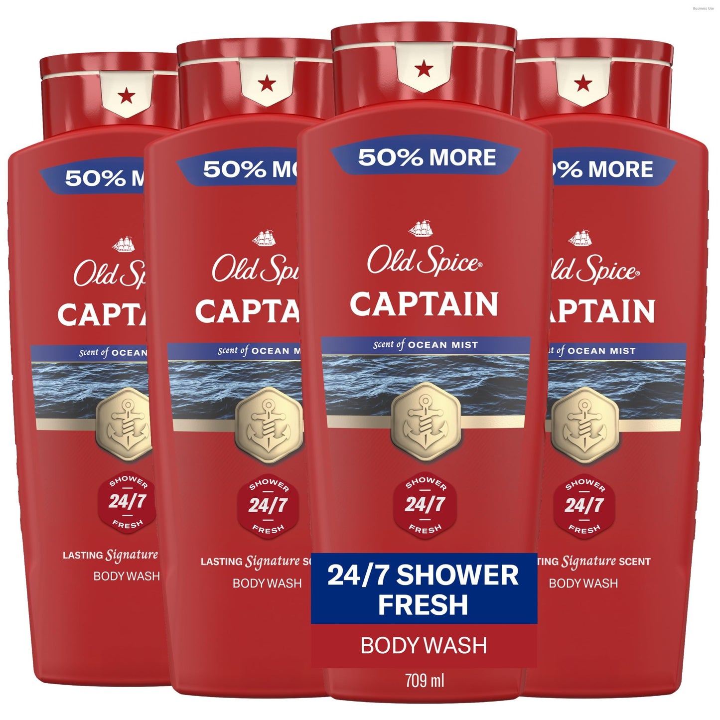 Old Spice Refreshing Body Wash for Men, 3X Defense, 24/7 Shower Fresh with Long Lasting Scent, Red Collection, Captain with Bergamot Scent, 24 oz (Pack of 4)
