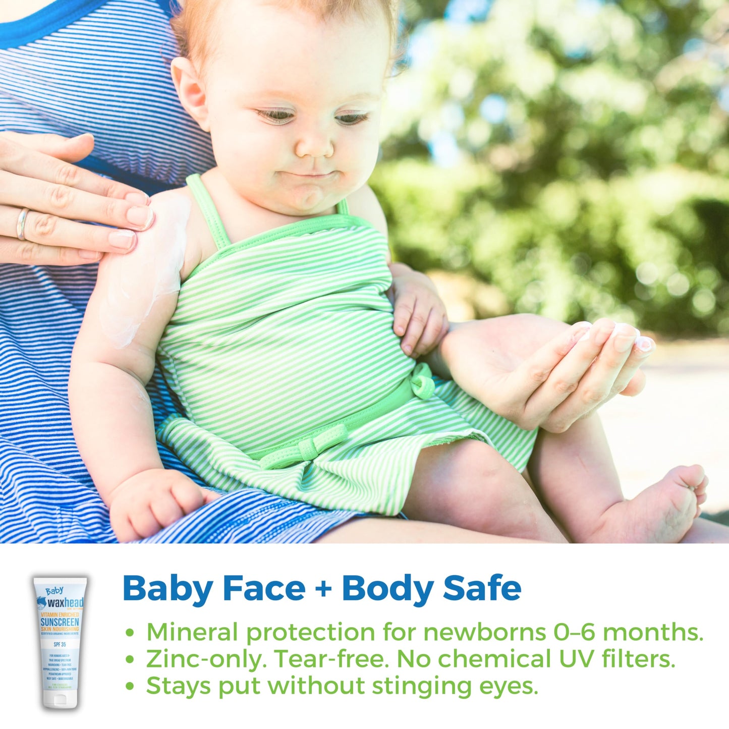 Waxhead Baby Sunscreen SPF 35, 25% Non-Nano Zinc Oxide Mineral Sunscreen for Babies, Infants & Toddlers, Kids Sunblock Face and Body Lotion, Tear-Free, Reef-Safe (4 oz)