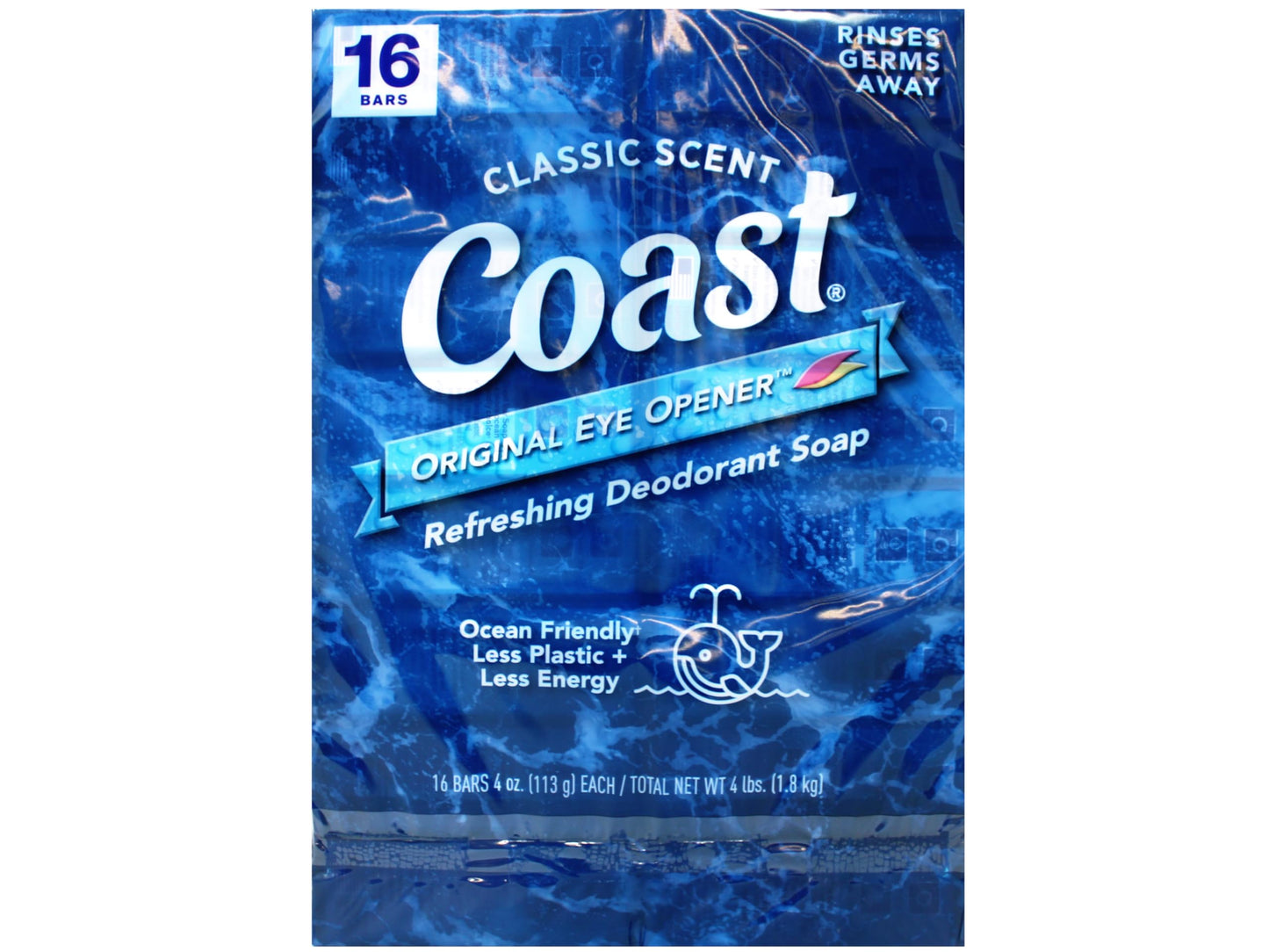 Coast Deodorant Soap Bars Classic Pacific Force Scent, 16 Count (Pack of 2)