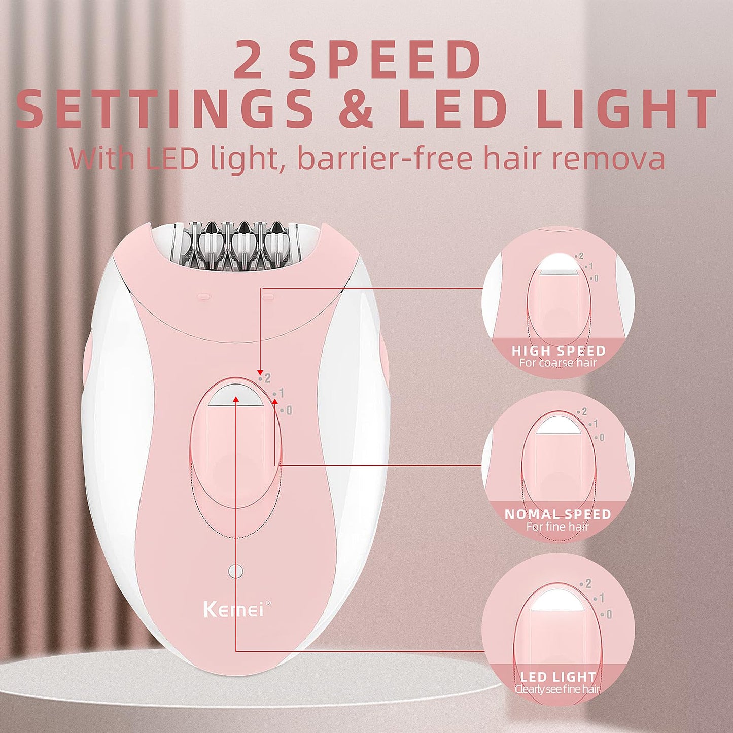 Epilator for Women, Epilators Hair Removal for Women Face with 2 Speeds, Glabrouse Skin Epilator Face Trimmer Device, Facial Hair Removal for Face Legs Arms Armpit Bikini