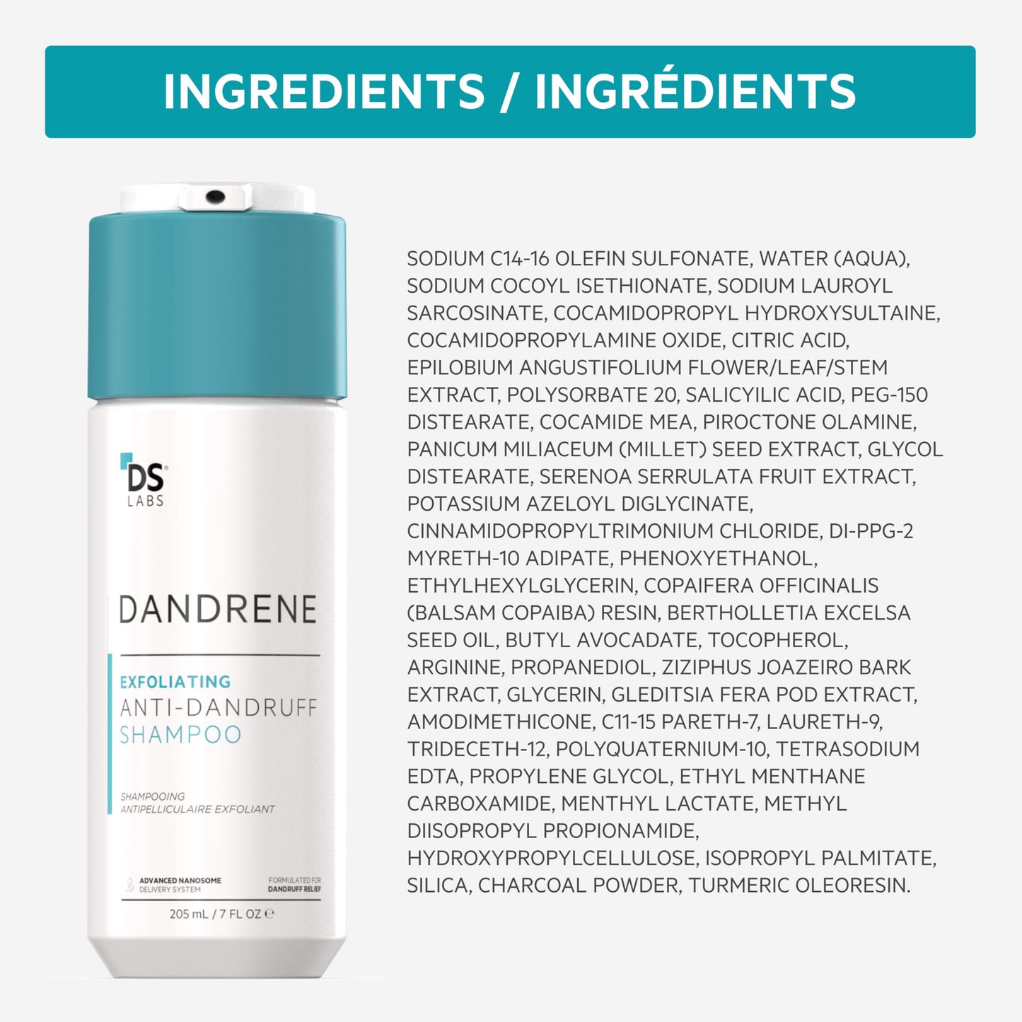 DS Laboratories Dandrene Anti Dandruff Shampoo - Exfoliating Shampoo for Dry Itchy Scalp, Dandruff Scalp Treatment, Seborrheic Dermatitis & Psoriasis