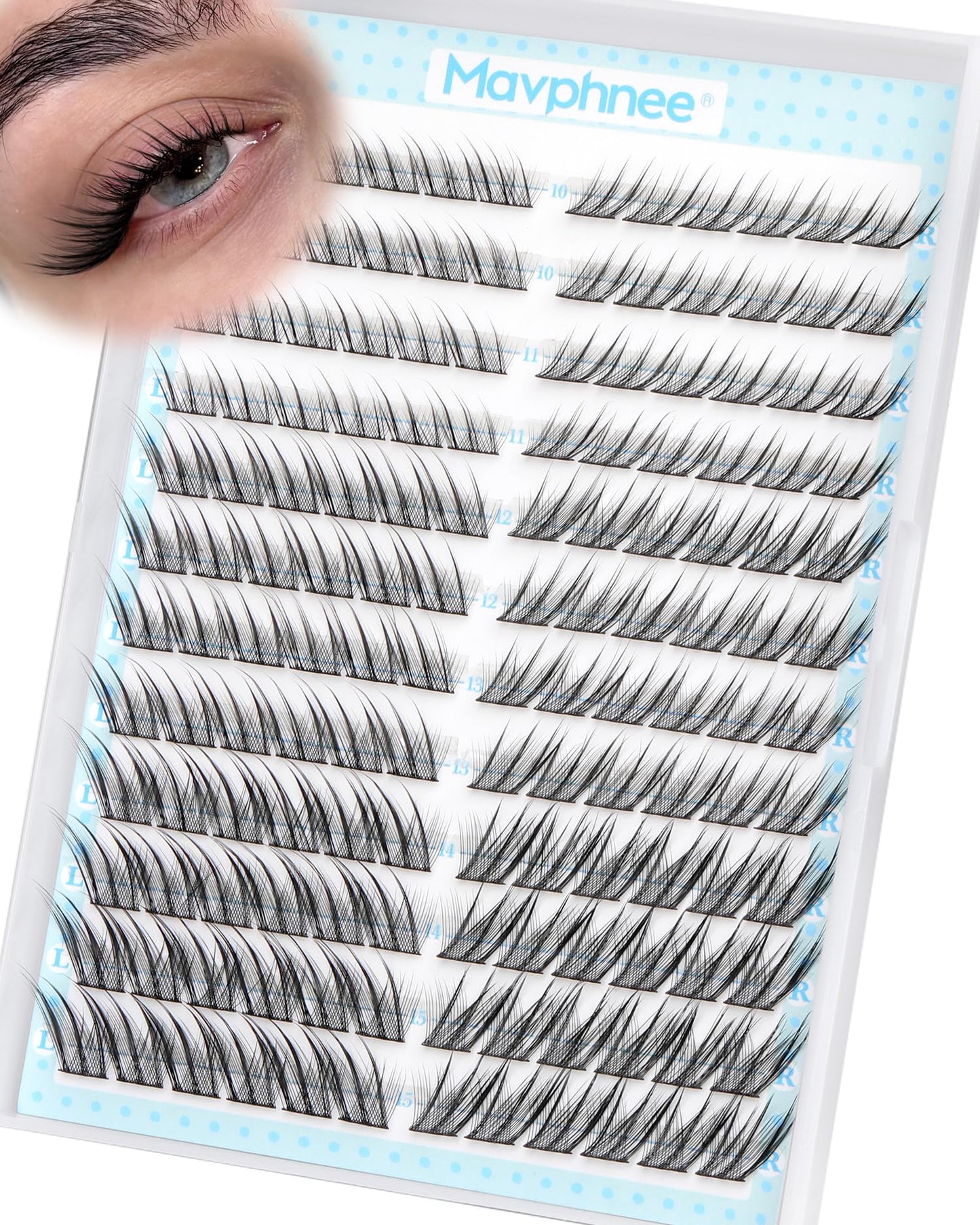 Fox Eye Lash Clusters J-Curly Individuals Eyelash Extension Wet Look Fairy Lash Spikes Cat Eye Lash Extensions Pre-Mapped Natural Eyelash Clusters 144 Pcs 10-15MM Wispy Cluster Lashs