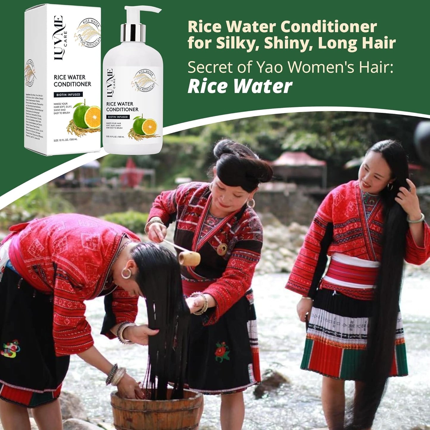 Rice Water Shampoo and Conditioner - Nourishing Hair Care for Healthy Shine | 12 oz