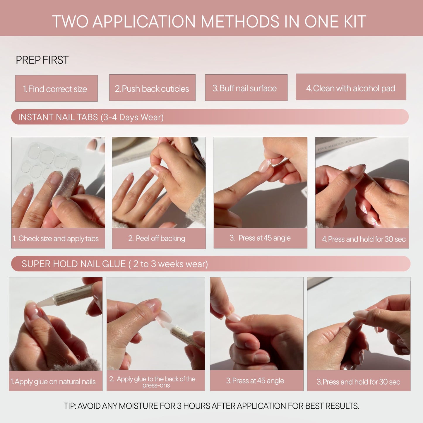 Celebritips Nail Art Press-Ons | Short Almond Nails, Reusable | 16 sizes - 32 Nails Kit with Super-hold Nail Glue and Sticky Tabs (Baby Blue Ribbon)