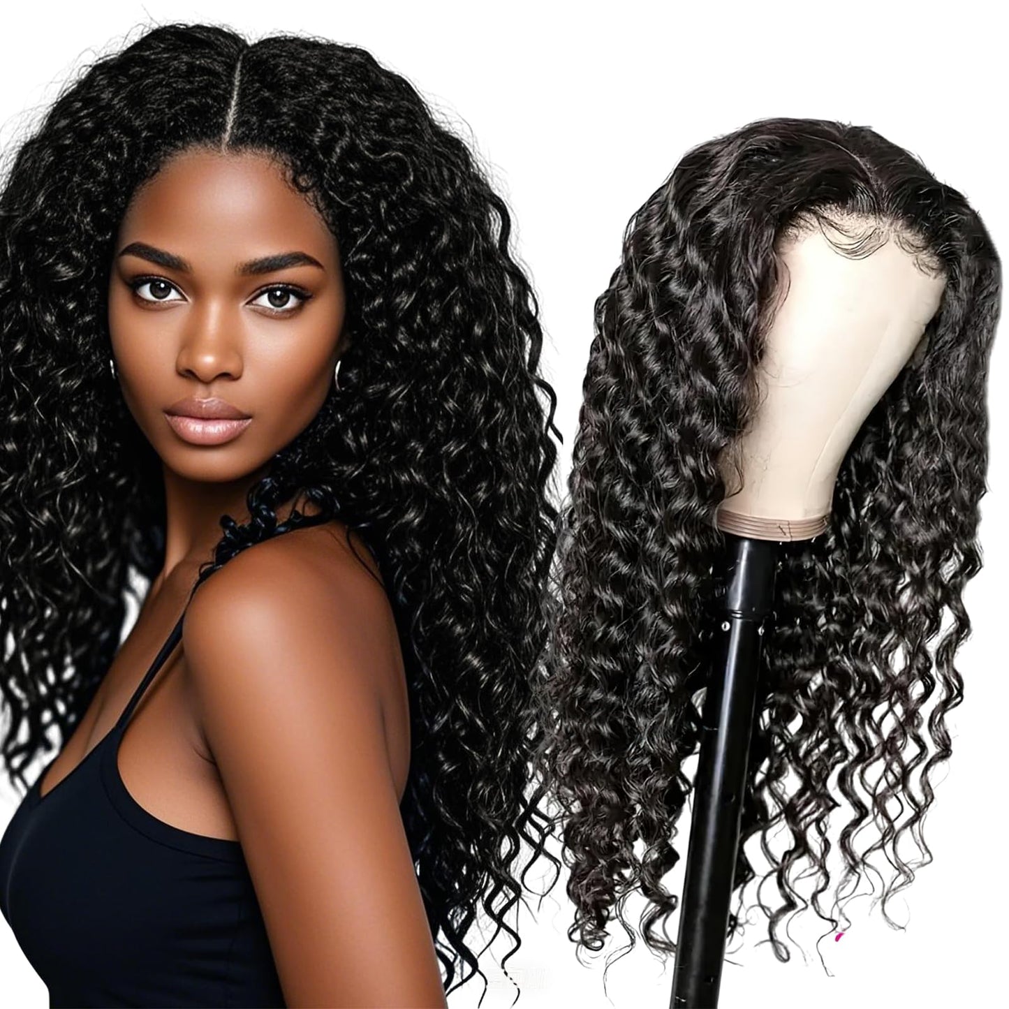 Hrnytdek 180% Density 13x6 Lace Front Wig Human Hair - Glueless Swiss HD Lace, Pre Cut Body Wave 30Inch, Pre Plucked Hairline & Baby Hair, Thick & Tangle-Free (Black)