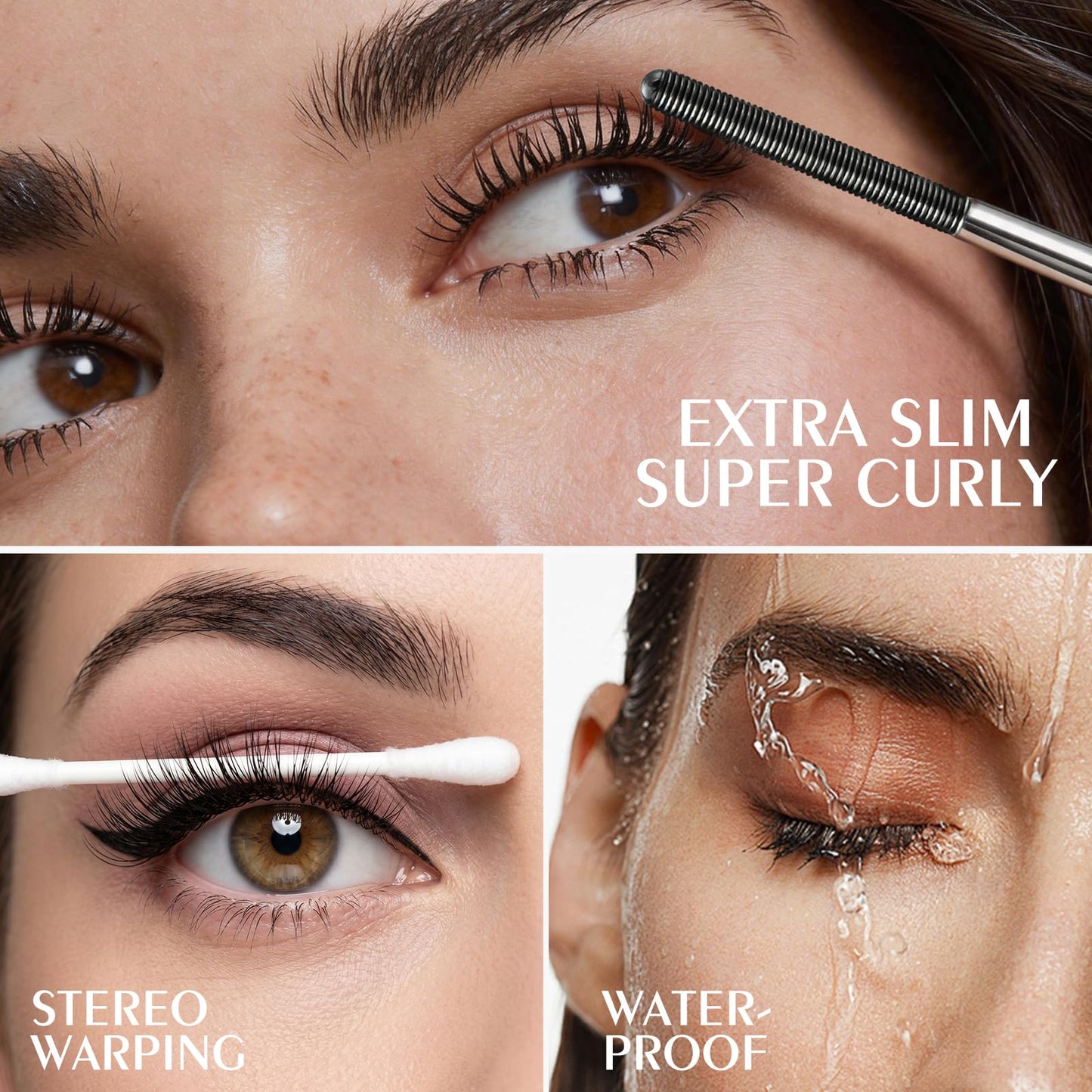KYDA Washable Metal Mascara, Extra Slim Super Curling Voluming Eyelash, Bristleless Metal Mascara Brush, Lasting No Flaking Pigment