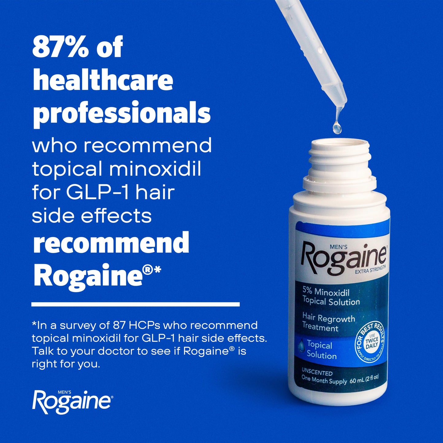 Men's Rogaine Extra Strength 5% Minoxidil Solution, 3 Mo Supply, 3x 2 Fl Oz