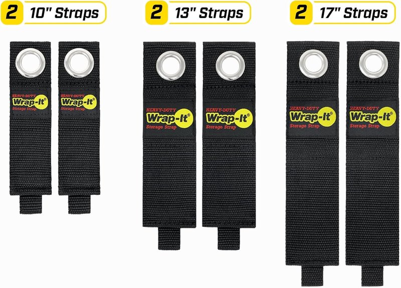 Heavy-Duty Storage Straps - Assorted 6 Pack for Garage & RV | Cable Management & Organizer