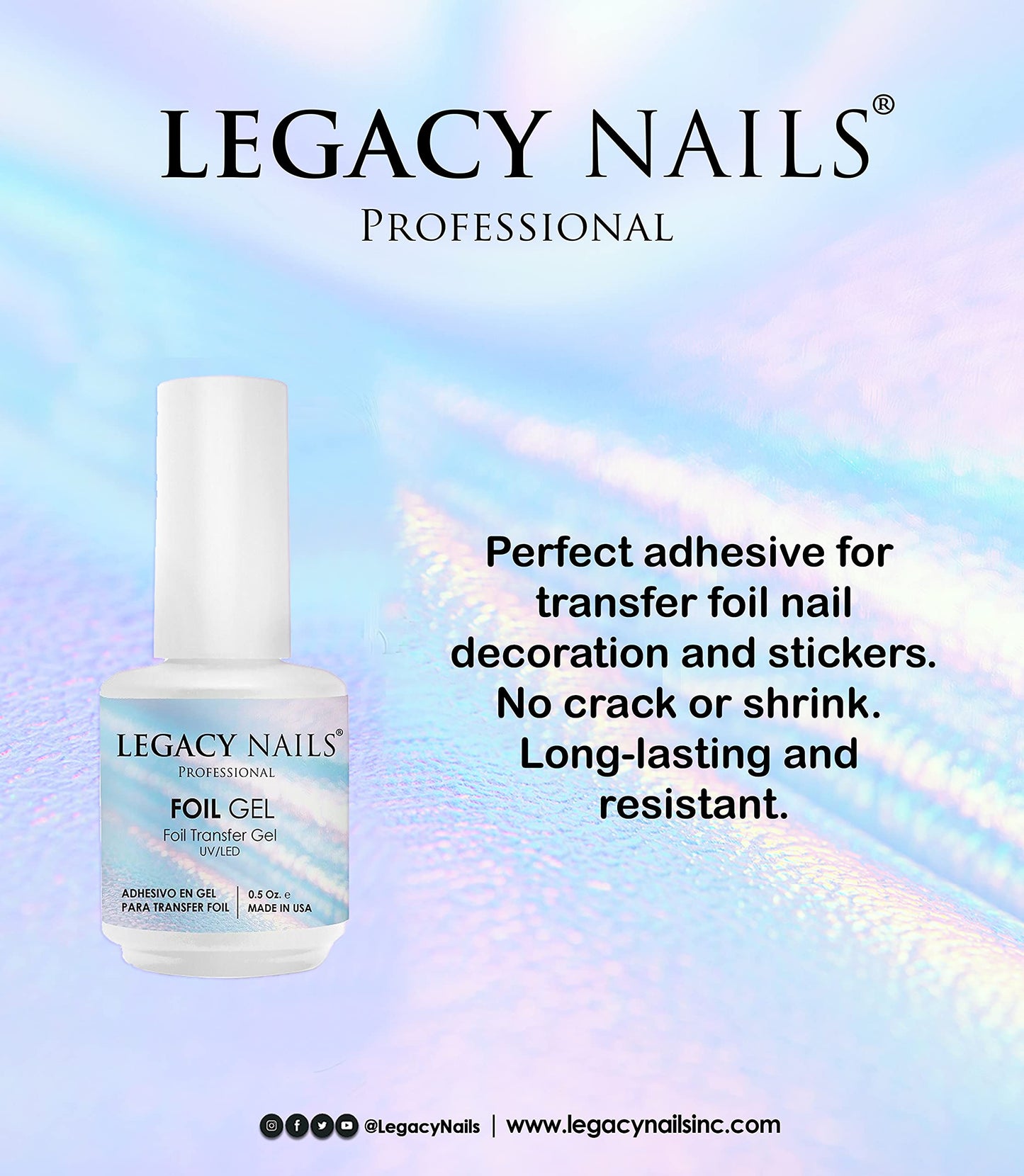 Legacy Nails Professional - Gel Glue & Foil Transfer Gel & Blossom Art Gel - The 3 Star Products for Your Designs.