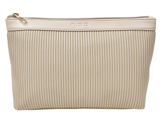 ORB Style Cosmetic Bag-CB302BG-Lines-Large Pouch-Beige