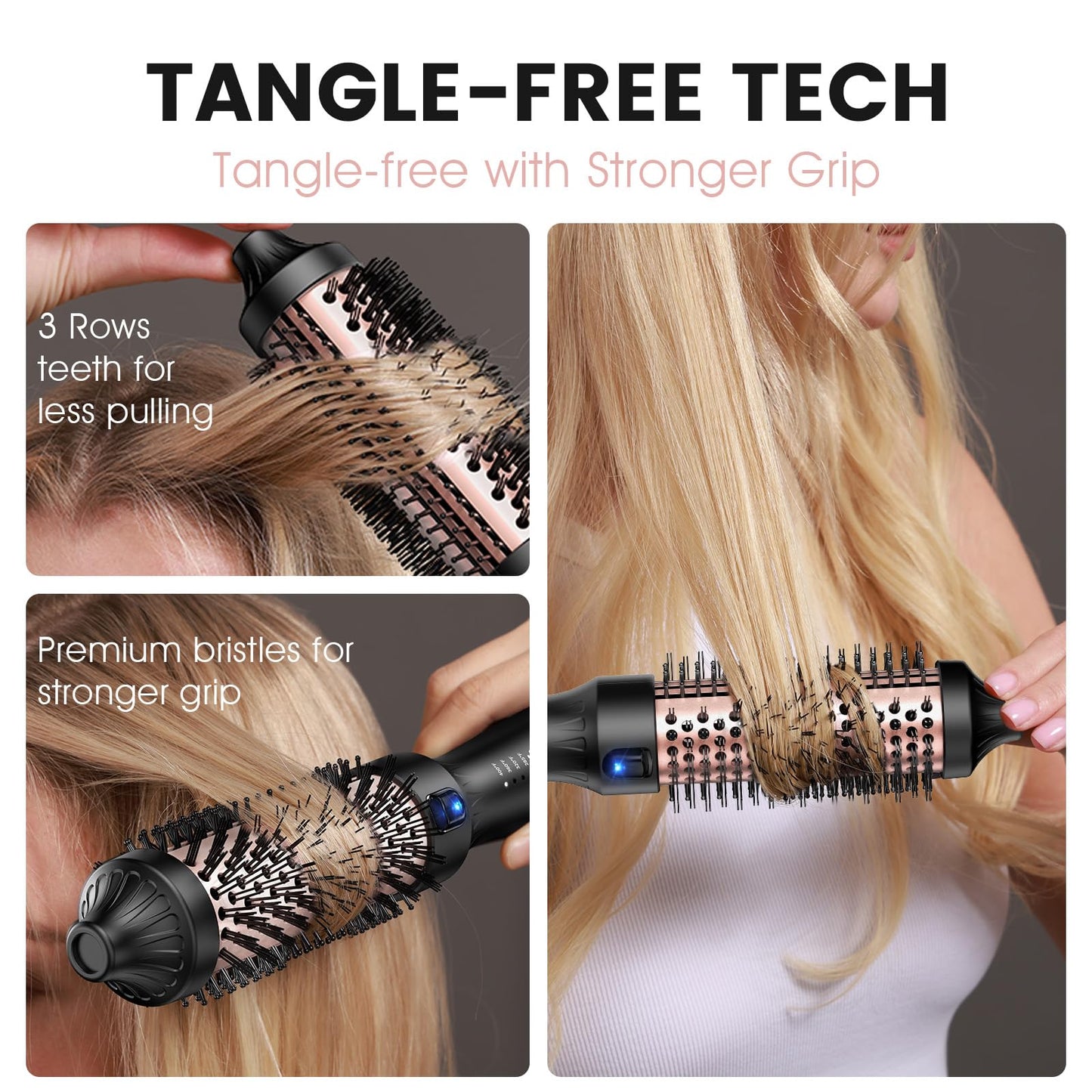 ZAVAREA Thermal Brush, 1.5 Inch Heated Round Brush Stylers, 800M Negative Ions Ceramic for Less Frizz Damage, 4 Temperature Set, Dual Voltage for Travel, Easy Use Boosts Shine, Dual Voltage