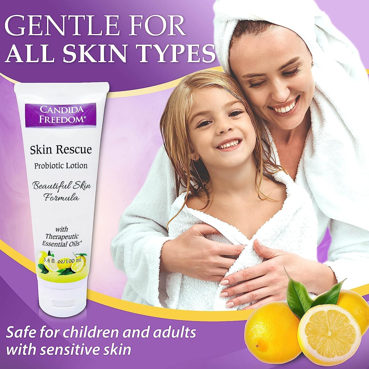 Massey Medicinals Probiotic Lotion & Body Soap Set - Lemon Scented, Skin Rescue Formula