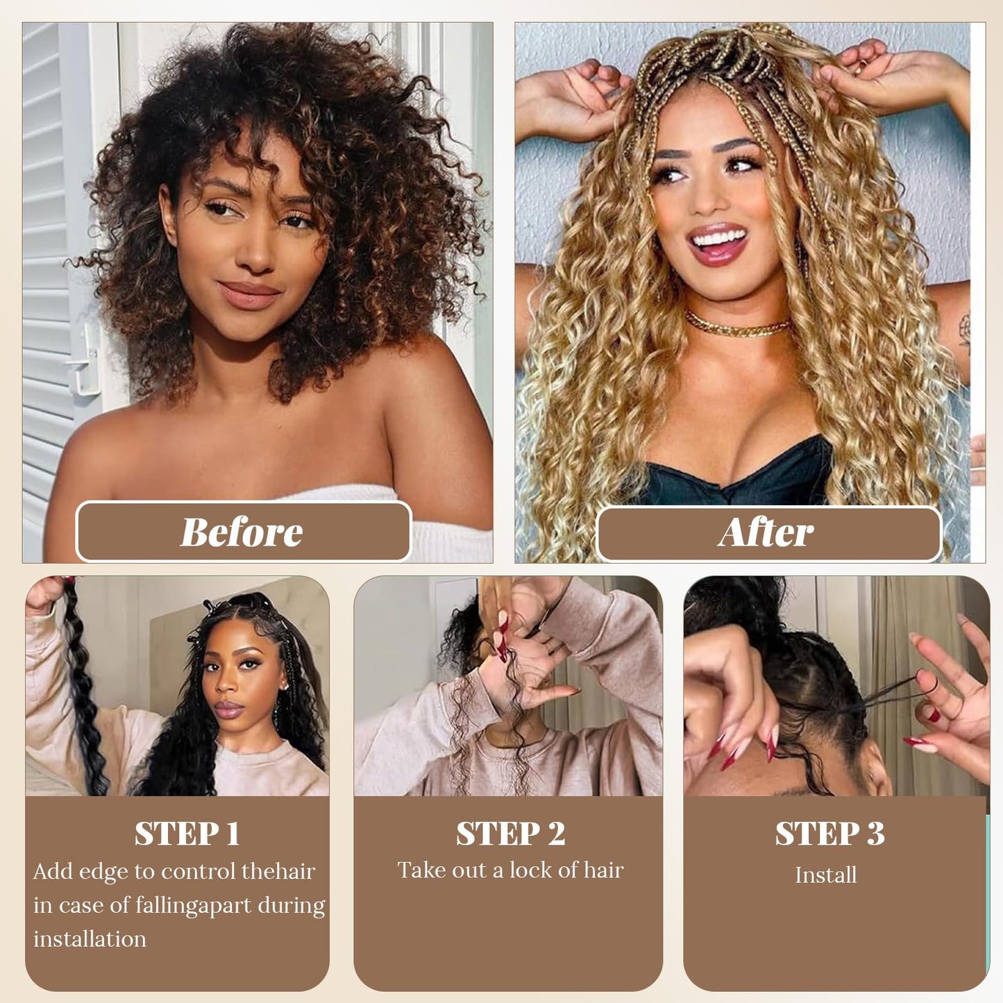 Ombre 27/613 Blonde Human Braiding Hair 18 Inch Water Wave Bulk Human Hair 100g Deep Curly Honey Blonde to Bleached Blonde Highlight Human Hair Extensions for Boho Braids Hair No Weft for Women